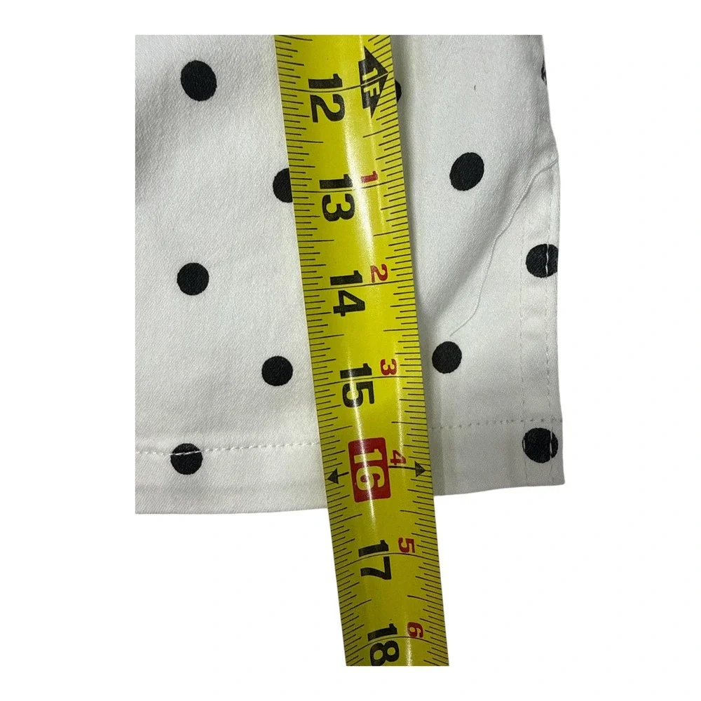 Boston Proper Polka Dot Skirt Womens 8 White Good Denim Mini Quiet Luxury